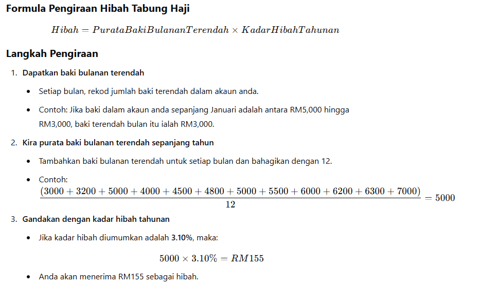 CARA KIRA DIVIDEN TABUNG HAJI