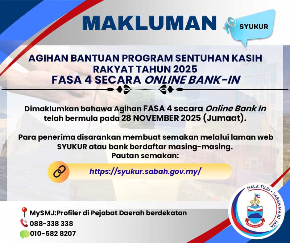 TARIKH BAYARAN SYUKUR SABAH FASA 4 2025