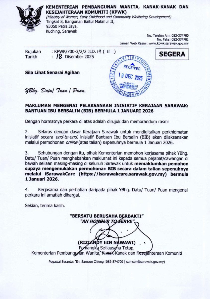 Permohonan Bantuan Ibu Bersalin BIB