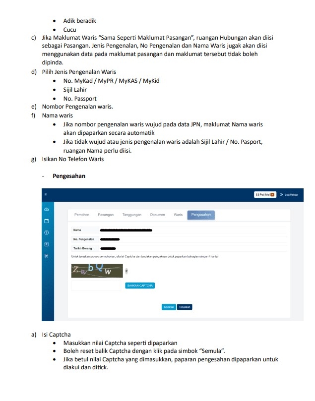 Kemas kini maklumat waris